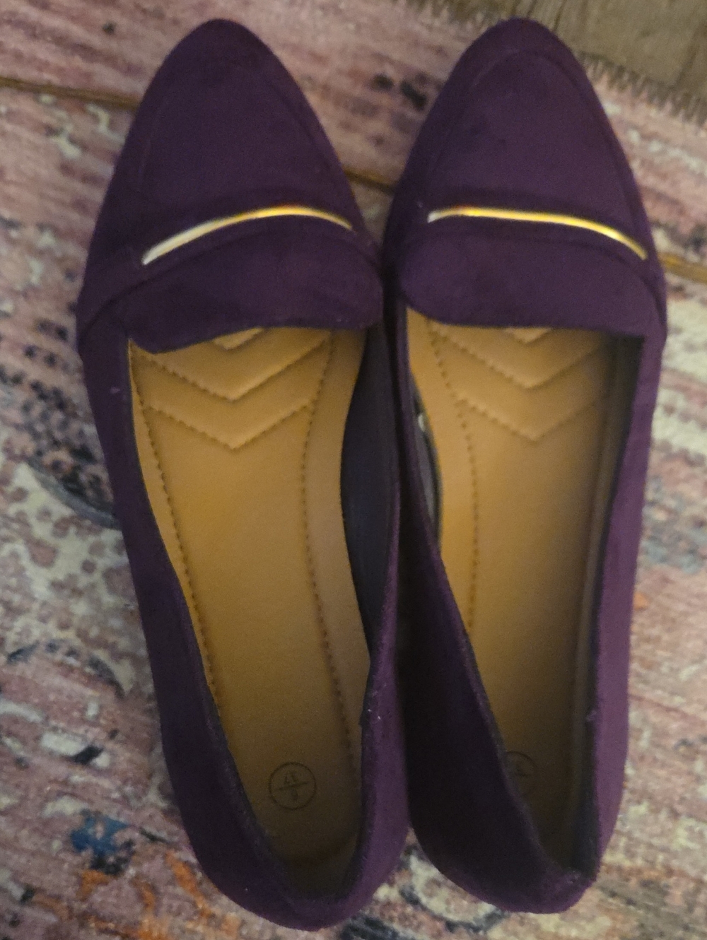 Coach Plum Suede Loafers with Gold Trim